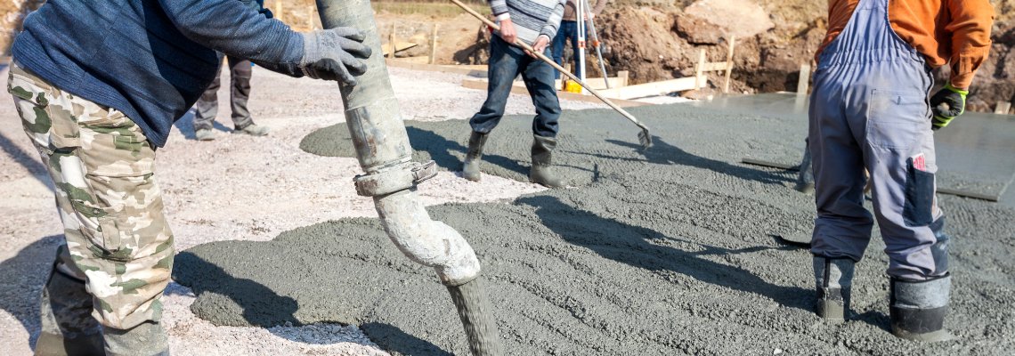ready mix concrete used at construction site for building work