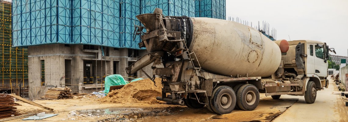 ready mix concrete being poured on site